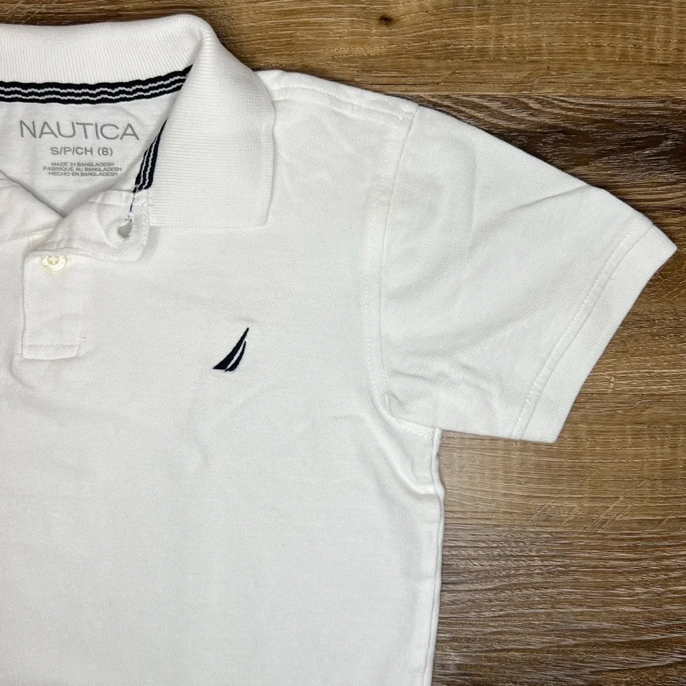 Nautica Boys Classic Black and White Polo Shirts, Size S (8)